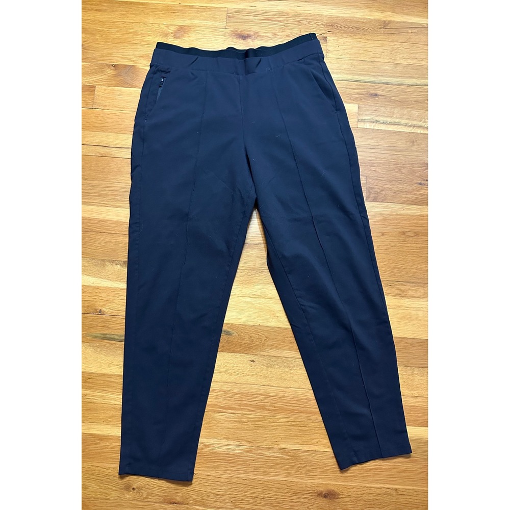Athleta Venice Pintuck Pant Navy Blue High Rise Tapered Trouser Womens Medium